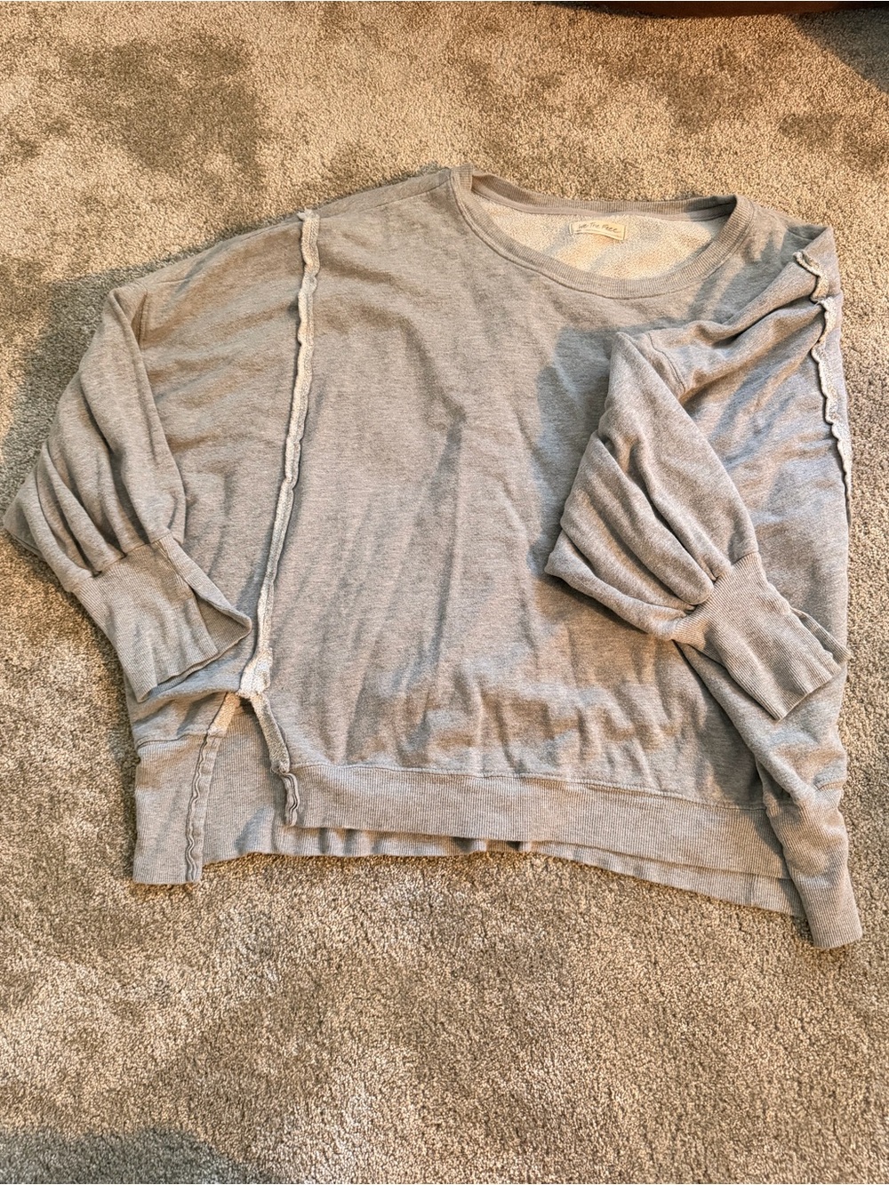 Free People We The Free Exposed Seam Oversized Sweatshirt | Gray | Large
